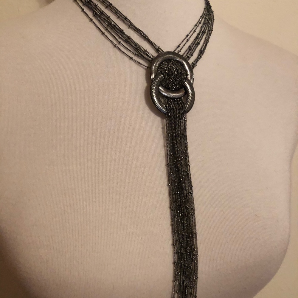 Brand New Silver Hematite Statement Necklace - Picture 3 of 7